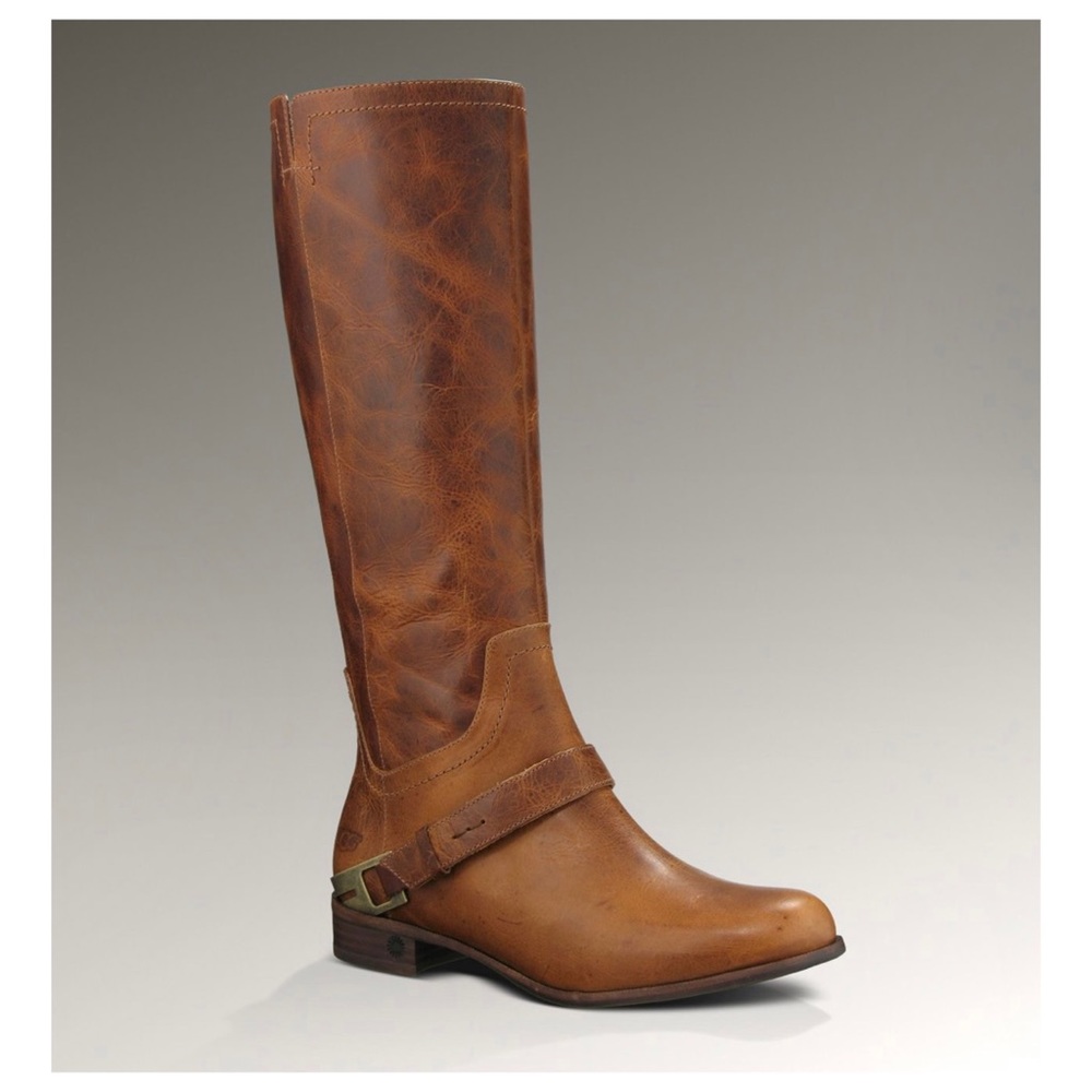 UGG Tan Leather Moto Boots